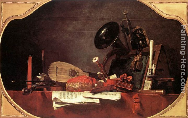 Attributes of Music painting - Jean Baptiste Simeon Chardin Attributes of Music art painting